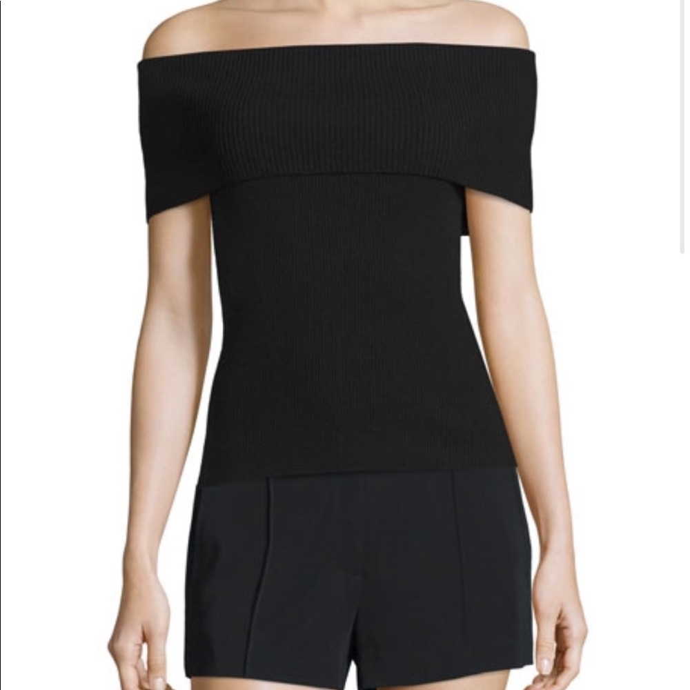 A.L.C. Black Off-Shoulder Sleeveless Merino Sweater Medium